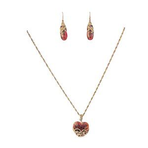 Red and Gold Accented Necklace and earring Set  NWOT  Halloween Perfect